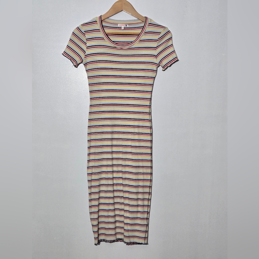 🔥 Sundry Striped Ribbed Bodycone Dress Size 1